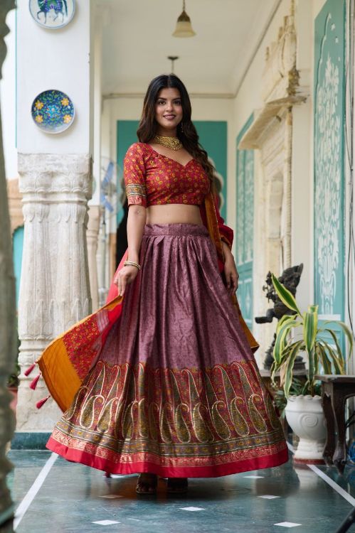 Picture of Well Formed Tussar Silk Multi Lehenga Choli