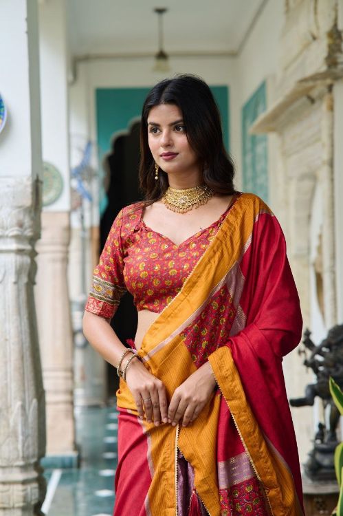 Picture of Well Formed Tussar Silk Multi Lehenga Choli