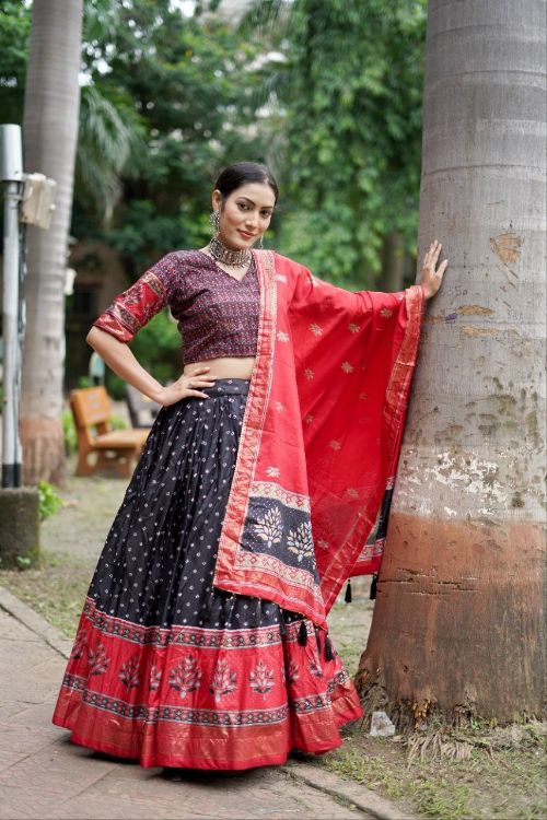 Picture of Beauteous Tussar Silk Multi Lehenga Choli
