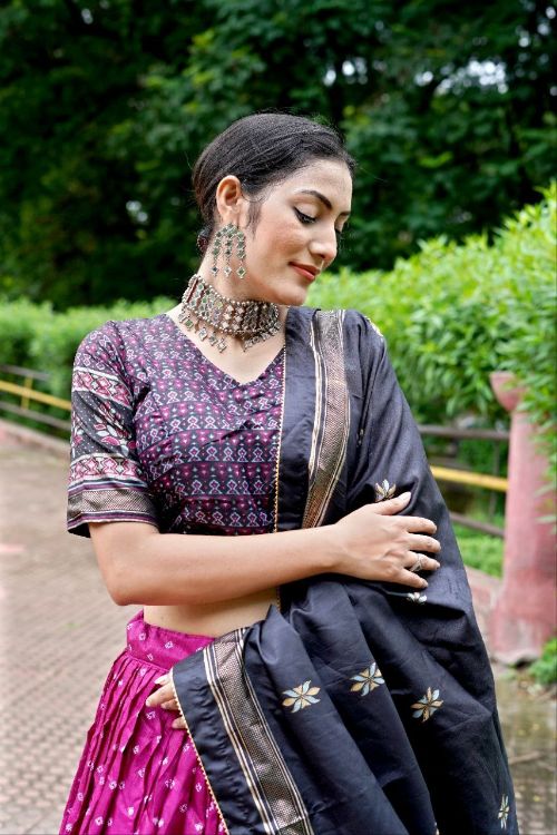 Picture of Pretty Tussar Silk Multi Lehenga Choli