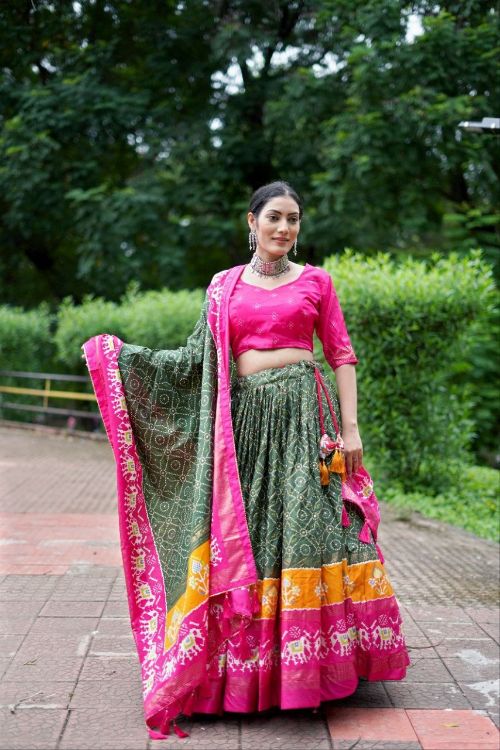 Picture of Exquisite Tussar Silk Multi Lehenga Choli